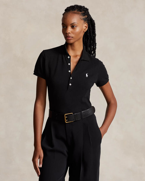POLO RALPH LAUREN SLIM FIT STRETCH POLO SHIRT- BLACK